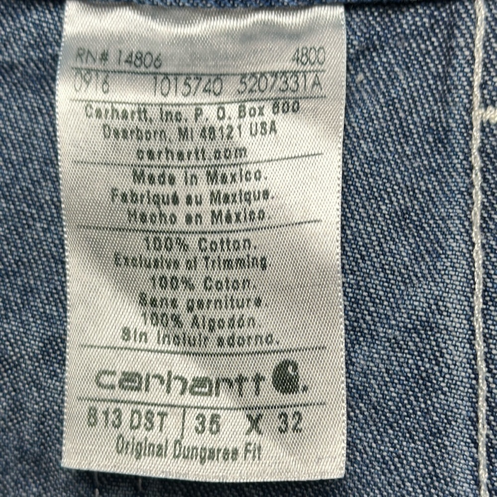 Carhartt Original Dungaree Fit‎ Denim Workwear Jeans, 35 x 32, wide legs, EUC! - Picture 2 of 7